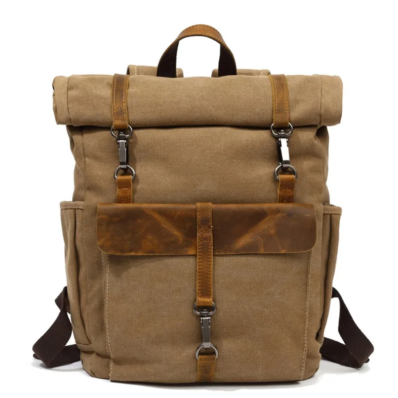 Canvas Leather Backpack Laptop Backpack Suitable For Travel Teenager Backpack Student Computer Backpack