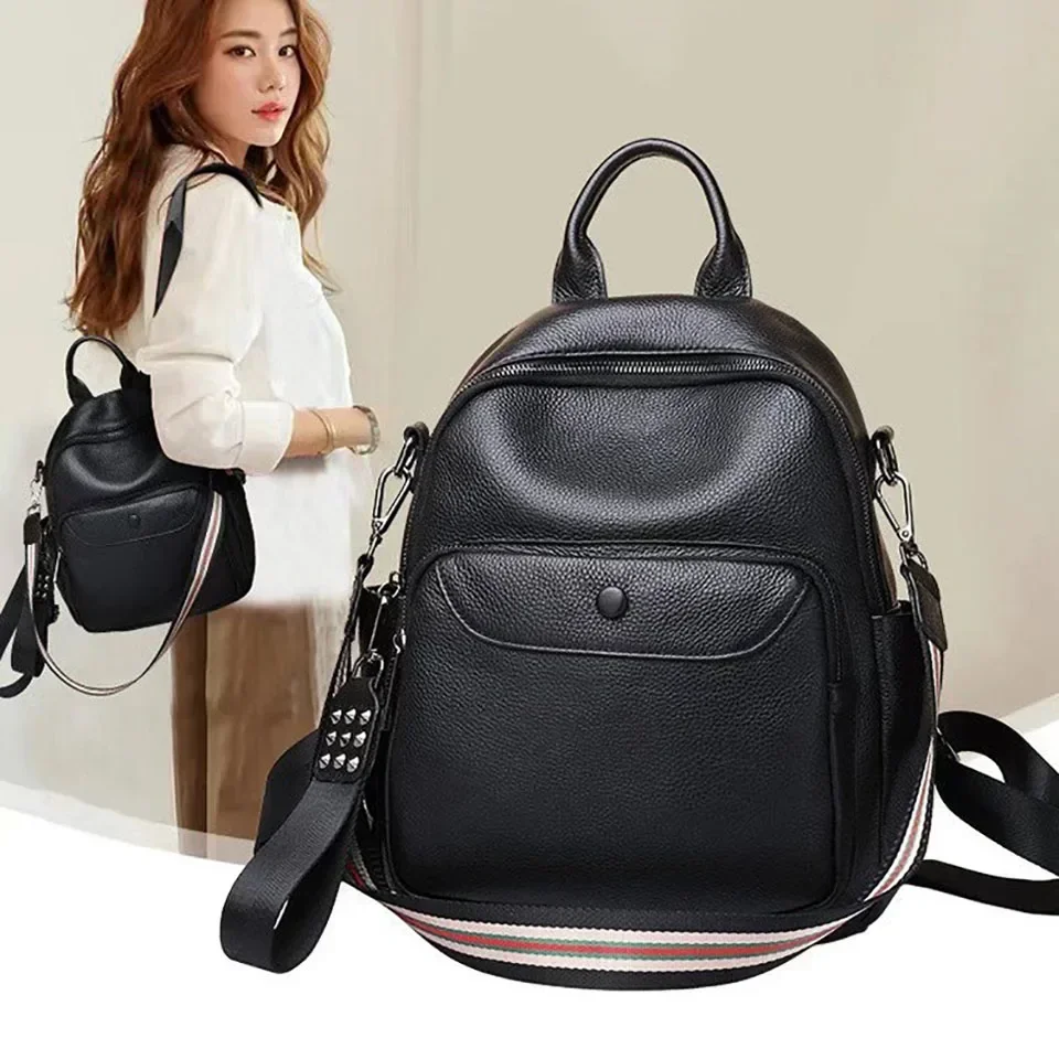 Cowhide Backpack Women Fashion Waterproof Campus Shoulder Bag Canvas Backpack Women Travel Backpack