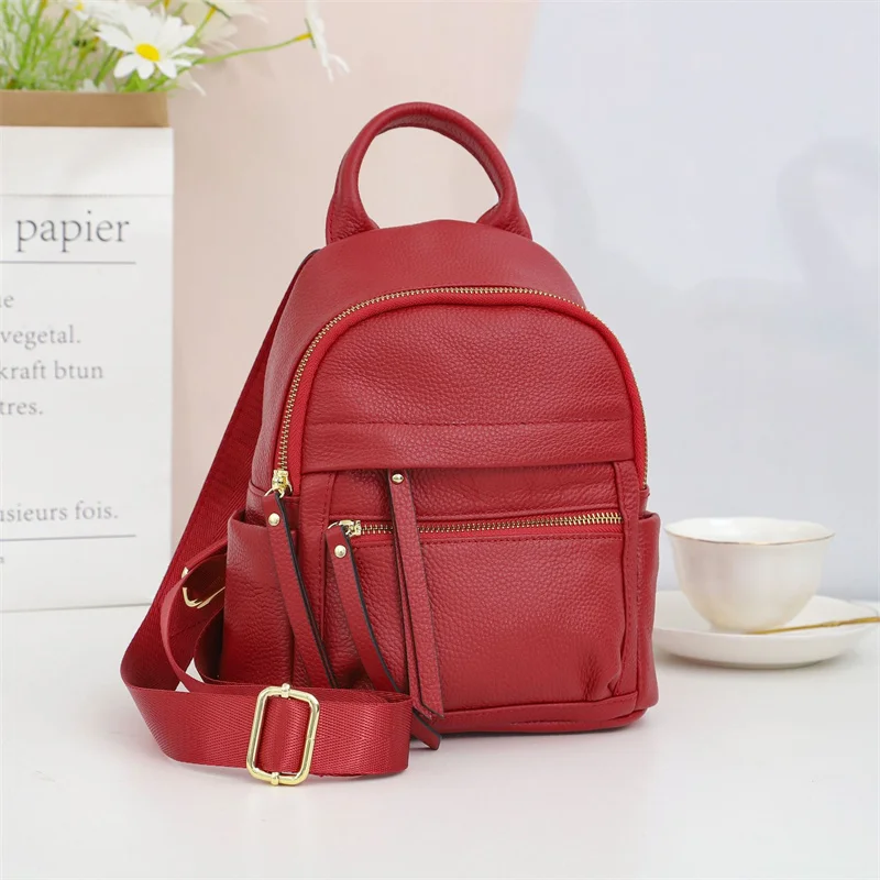 Small Women's Genuine Leather Backpack Anti-Theft Women's Travel Bag Casual Backpack