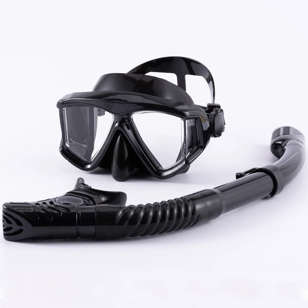 Optical Myopia Snorkel Set for Adults and Youth, Consisting of a Diving Mask and Nearsighted Swimming Goggles with a Short Sighted Panoramic Wide View.