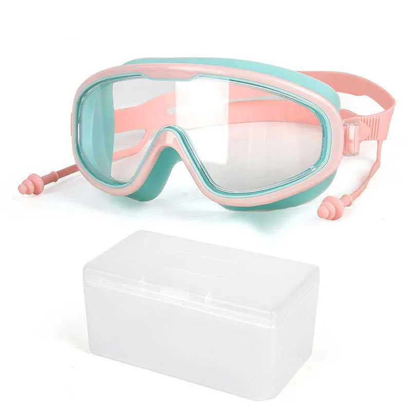 Goggles Professional Swimming Goggs For Children Swim Glasses Earplugs Adjustab Waterproof Anti Fog Uv Protection Kids Swim Eyewear