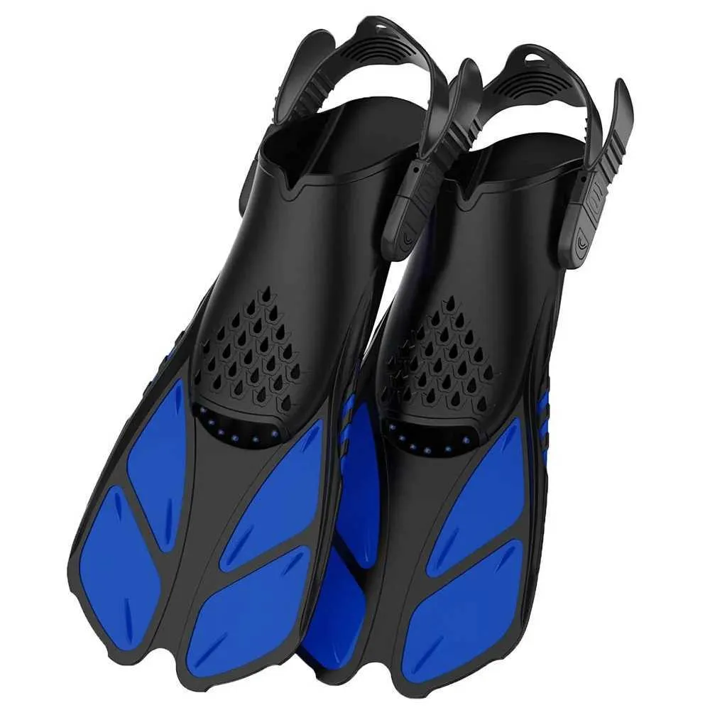 Snorkeling Flippers Swimming Fins Adjustable Buckles Open Heel Swim Flippers for Men Womens Silicone Swimming Shoes