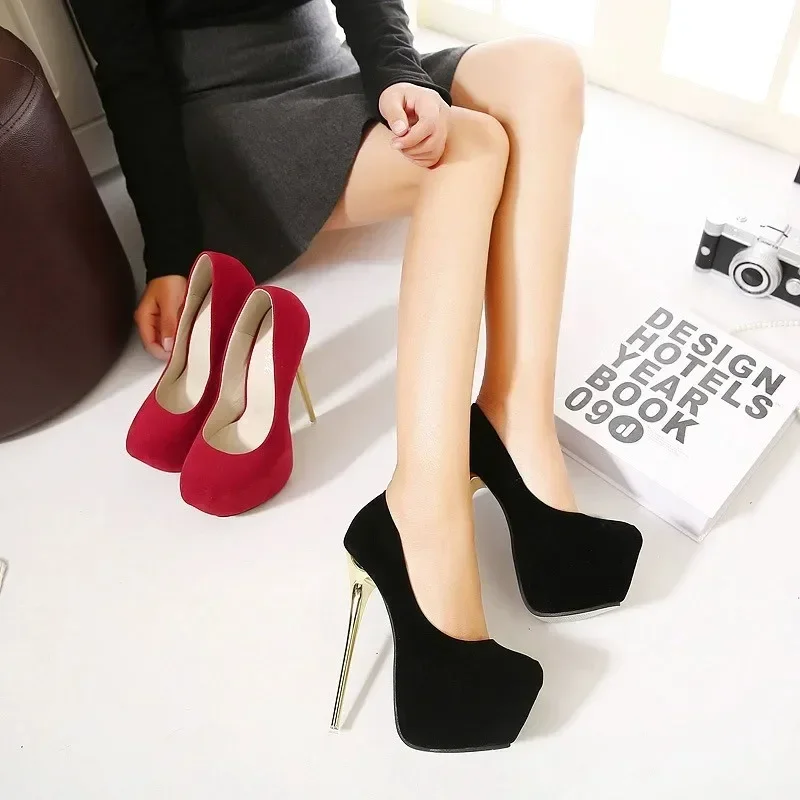 Women's High Heels Fashion Suede Platform Wedding Shoes Stiletto