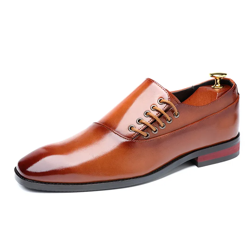 Men's Square Toe Lace-Up Oxfords, Fashionable Business and Wedding Party Dress Shoes