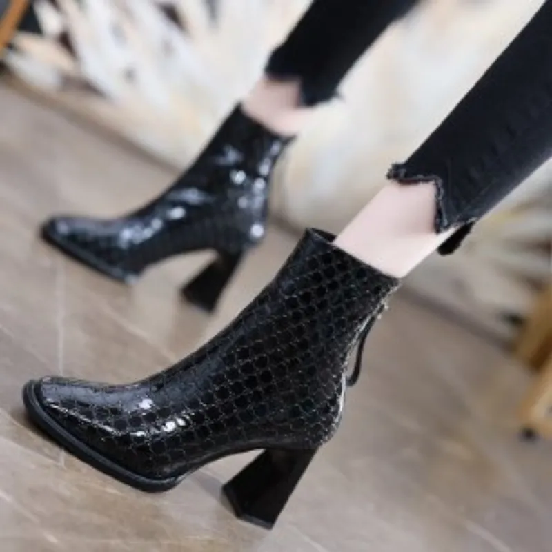 Spring and Autumn New Pointed Zipper Naked Boots Women's High Heels Comfortable Fashion Shoes Women