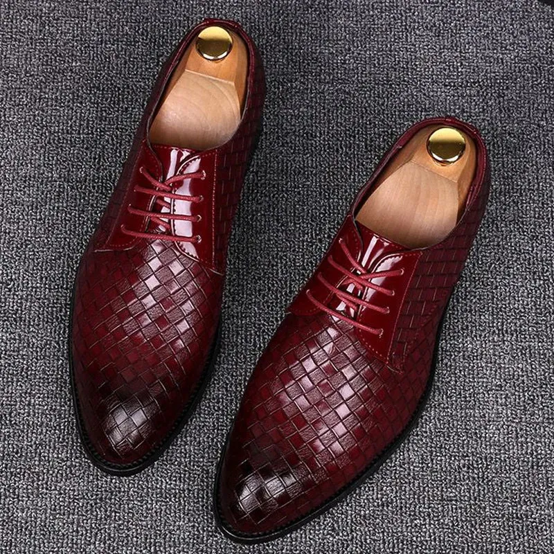 Formal Leather Shoes Men Dress Business Shoes Male Geometric Oxfords Party Wedding Casual Mens Flats Chaussure