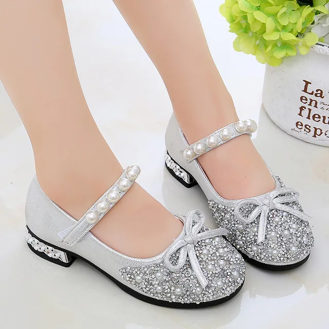 Beaded Mary Jane Shoes Flat Princess Glitter Shoes Children's Shoes