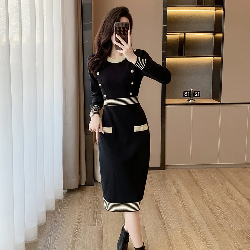 Striped High Waisted Sweater Dress Women ...