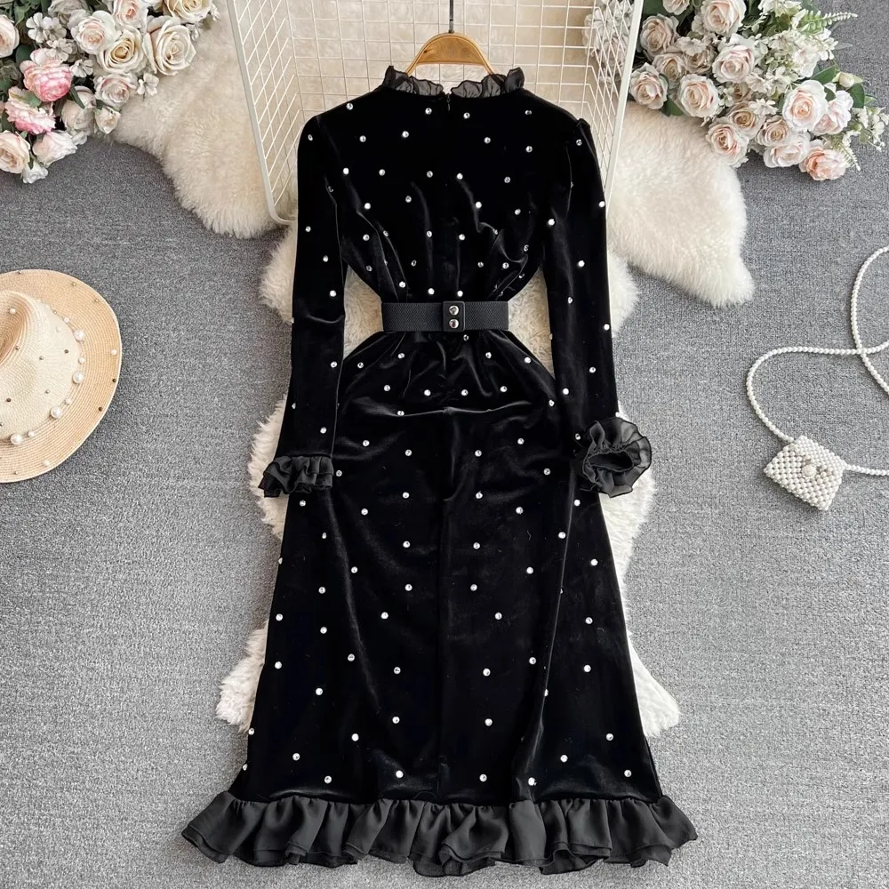 Dresses Fashion New Fashion Autumn Velvet Party Dr...