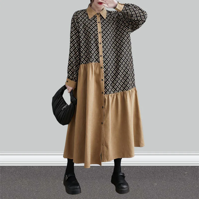 Asymmetric Stitch Design A-Line Long Shirt ...