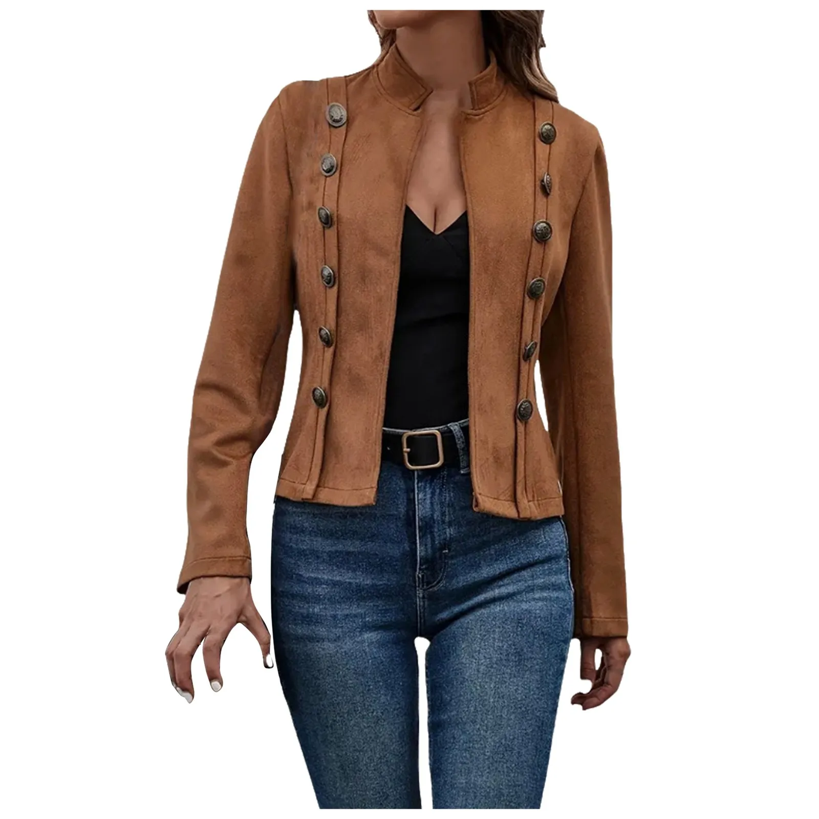 Women's Long Sleeve Jacket Faux Suede Casual Busin...