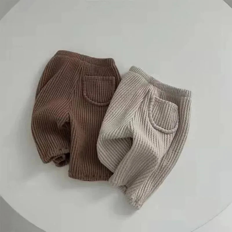 Baby Solid Trousers Cotton Infant Ribbed ...