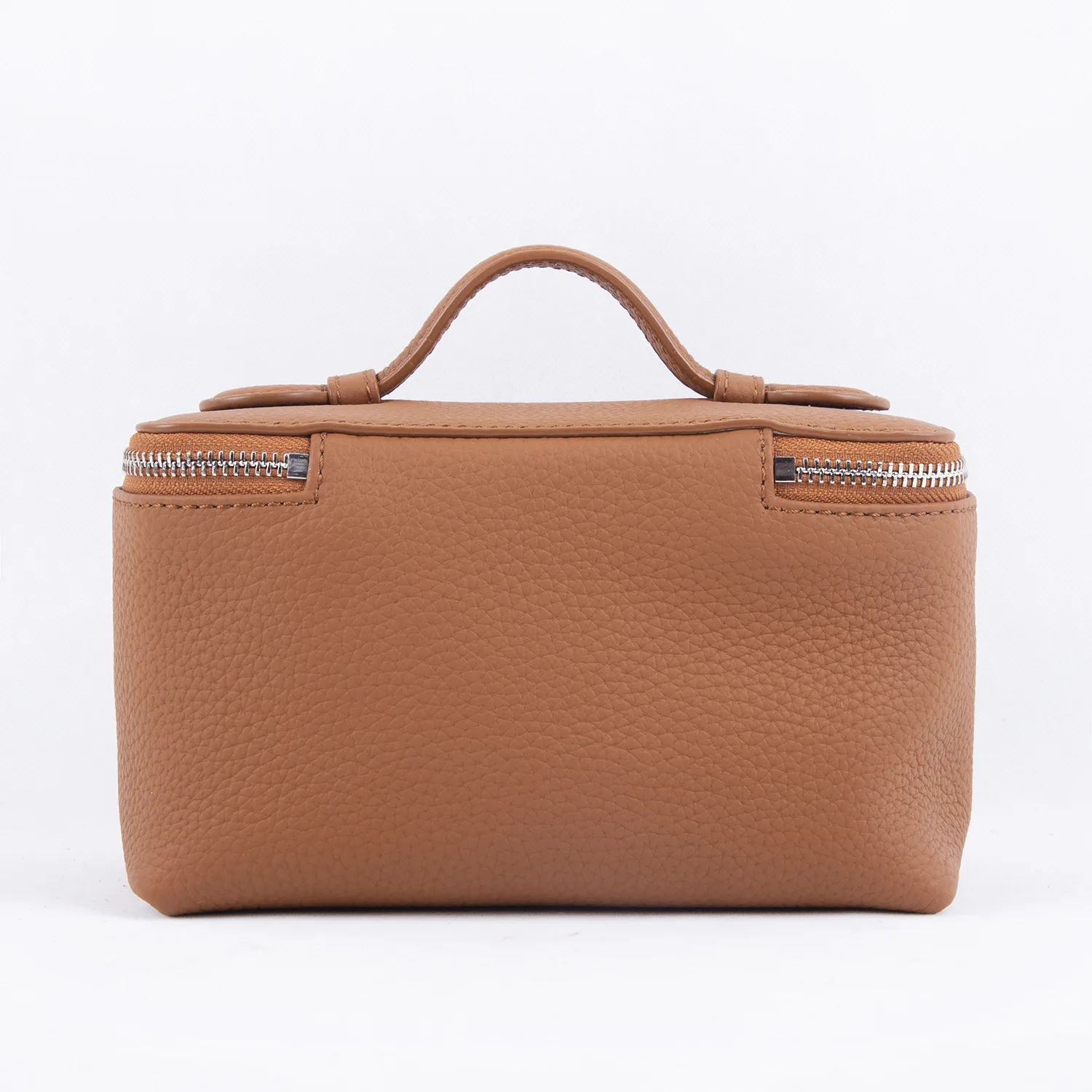 Simple Cowhide Makeup Bag Large-Capacity Fashion Leather Toiletry Storage Bag