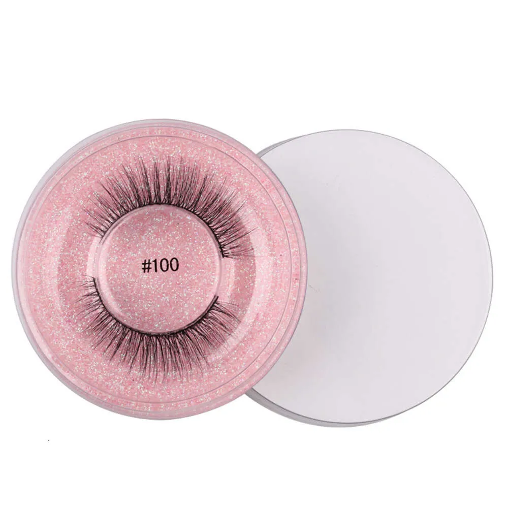 Individual Round Packaging New Style False Eyelashes, 1 Pair/Pack Pink Card Natural Dense Eye Lashes