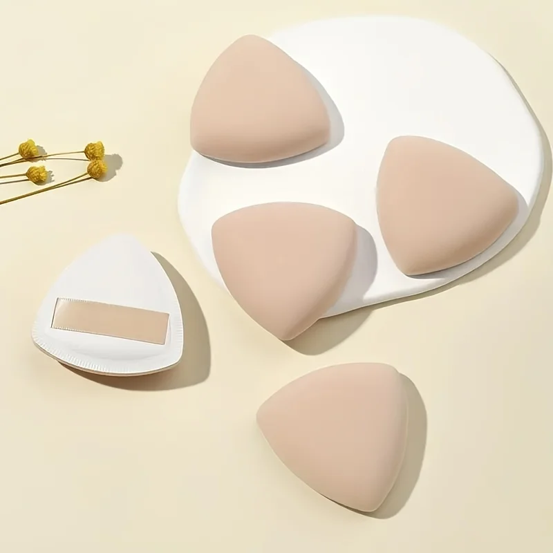 5-Pack Soft Reusable Triangle Powder Puff Set, Makeup Sponge For Liquid Foundation Powder