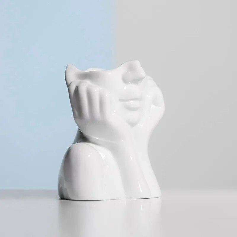 Vases Ceramic Face Vase Set For Decor Female Form Art Modern Decorative Centerpiece