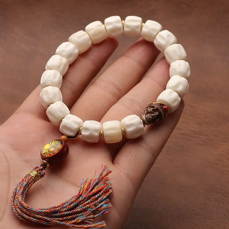 Natural Old Antlers Fret Beads Skull Root Bracelet...