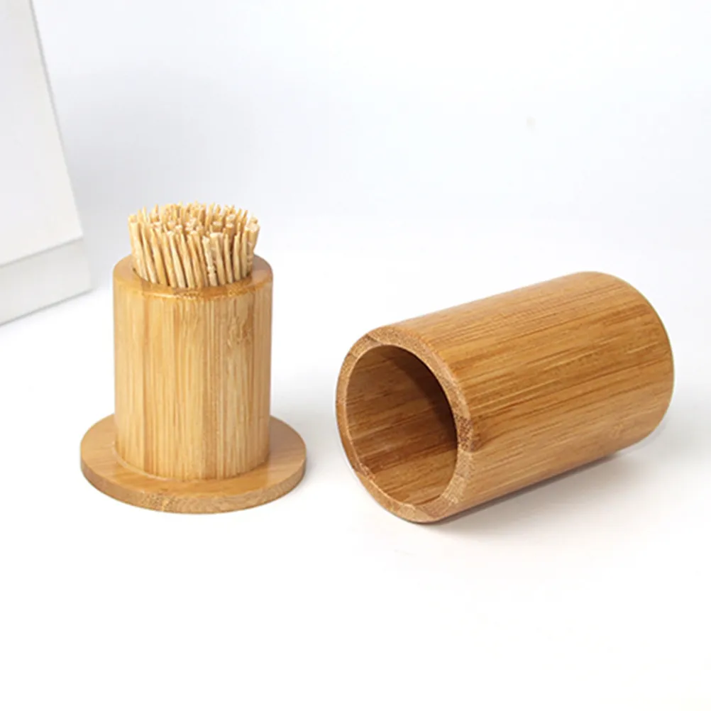 Cute Bamboo Carving Toothpick Box Carrier Portable Storage Box For Household Kitchen
