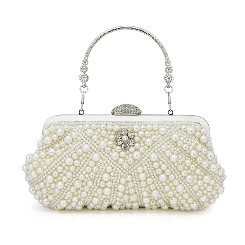 Luxury Women Handbags White Pearl Bag Handmade Bea...