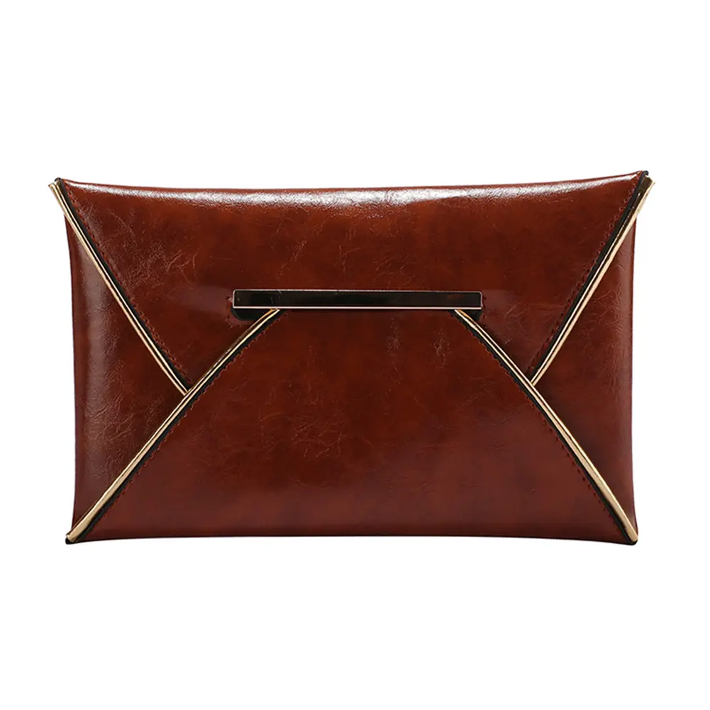 Women Evening Wedding Clutch Fashion Envelope Bag Phone Pouch PU Leather Solid Color Vintage Soft Female for Business