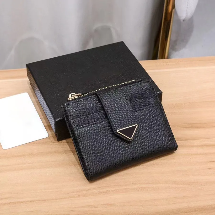 Triangle Leather Wallets Coin Purses Womens Mens Cards Holder 7a Quality With Box Cardholder Wallet Puese 9 Card Slots Key Pouch