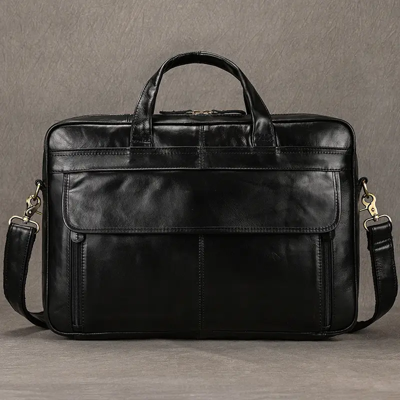 Men's Genuine Leather Briefcase Large Capacity Bus...