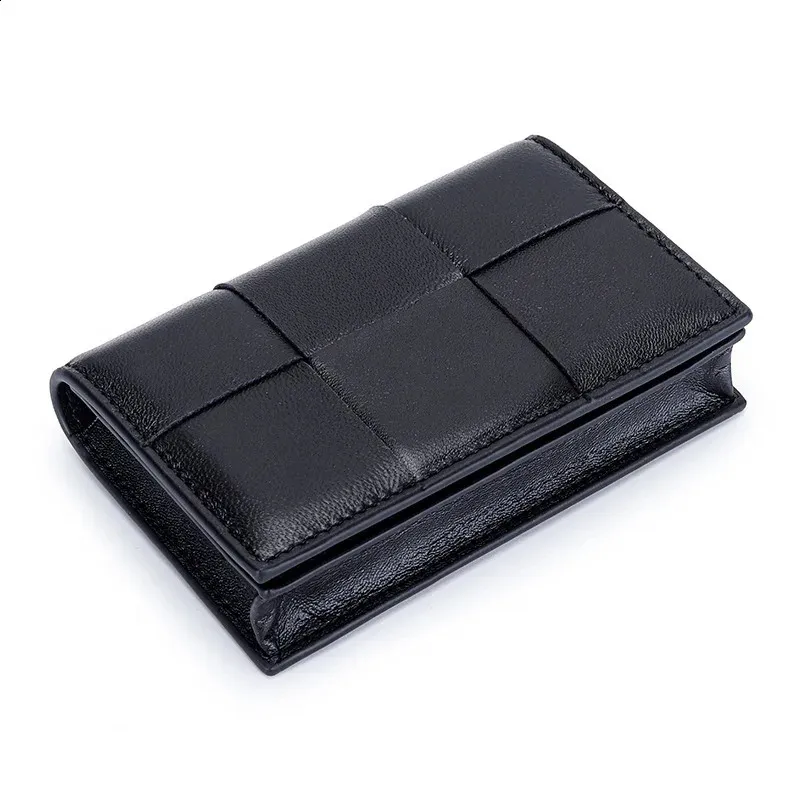 Sheepskin Braided Card Holder Bifold Leather Bank ...