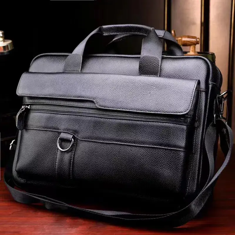 Man Business Laptop Briefcase First Layer Cowhide ...