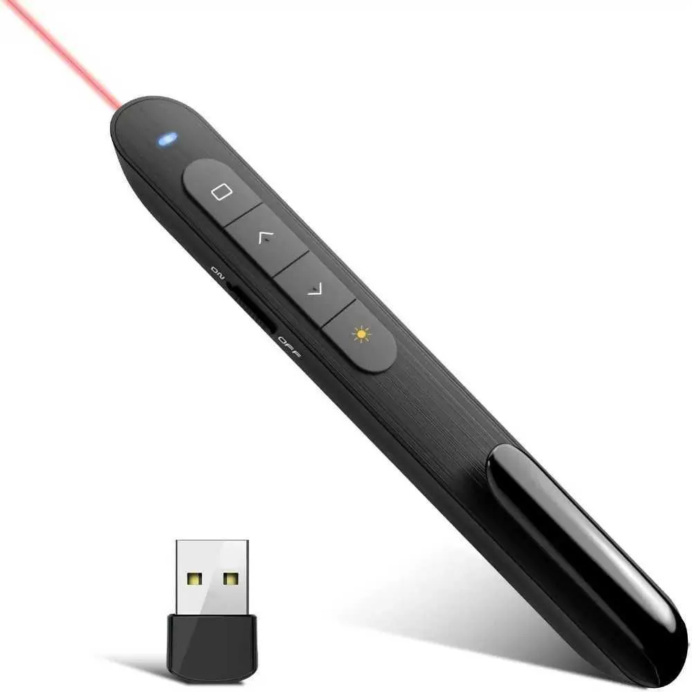 Presentation Point Clicker USB Power Remote Control PPT Laser Pointer Red Light Clip Design Wireless Presentation