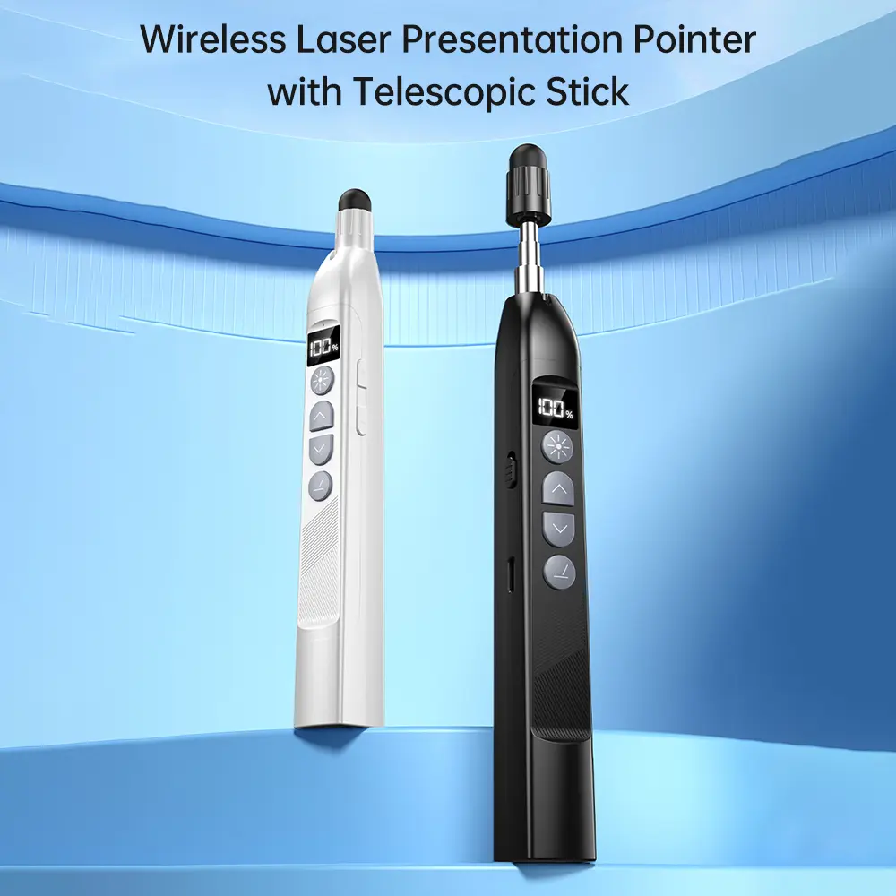 Wireless Laser Presentation Pointer with Telescopic Stick Stylus Pen for Touchscreen Remote Control Clicker Pen for PPT