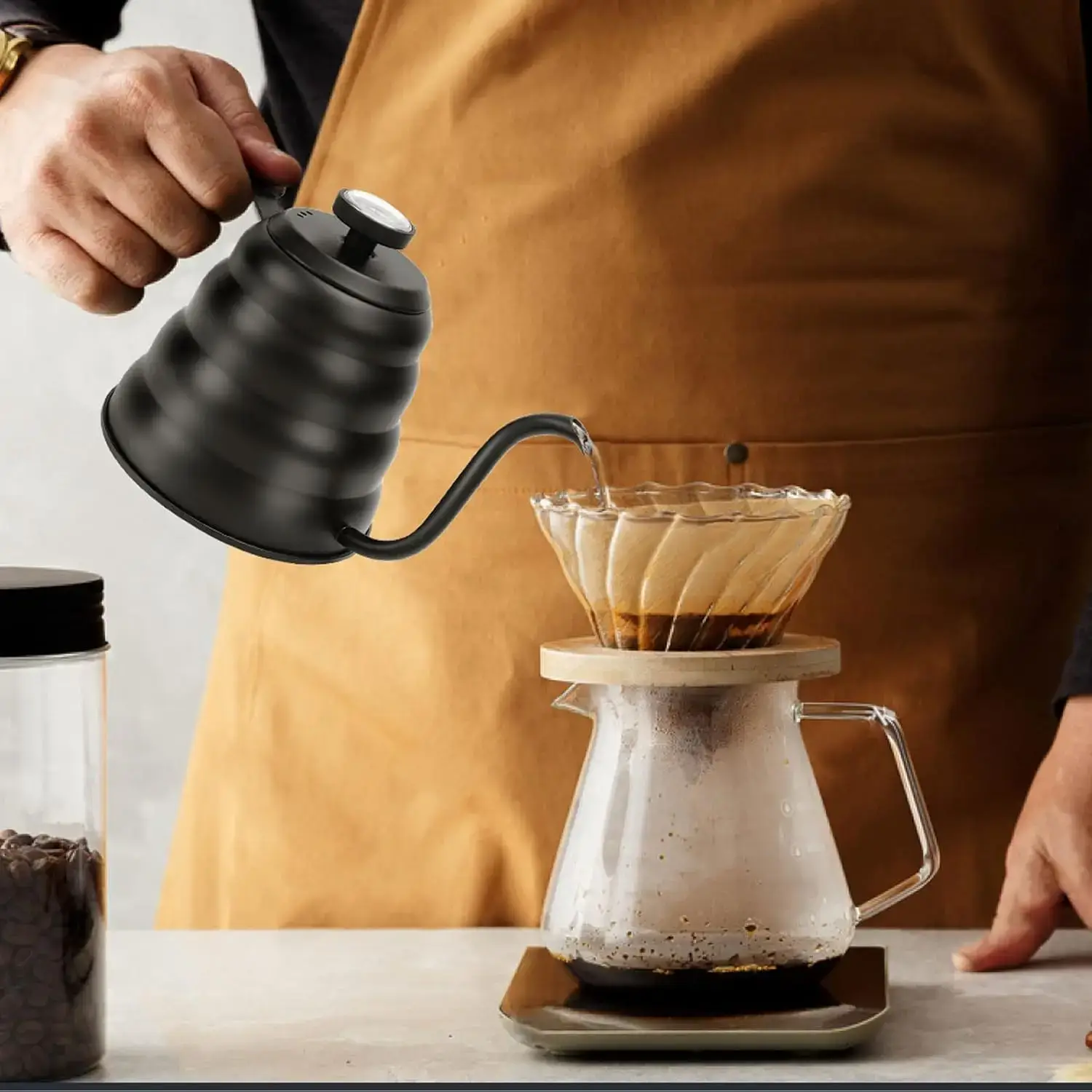 Stainless Steel Kettle Induction Cooker Gooseneck Pot Coffee Pot Thermometer Coffee Teapot Milk Pot Hand Brewed Coffee