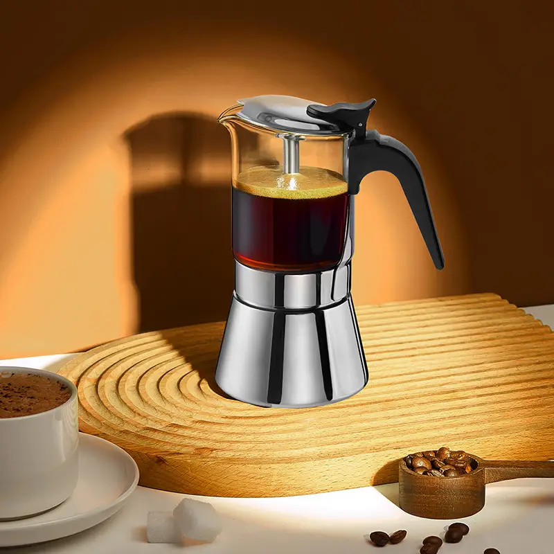 Mocha Coffee Pot Stainless Steel Coffee Machine Brewer Induction Cooker Pot Glass Coffee Utensils