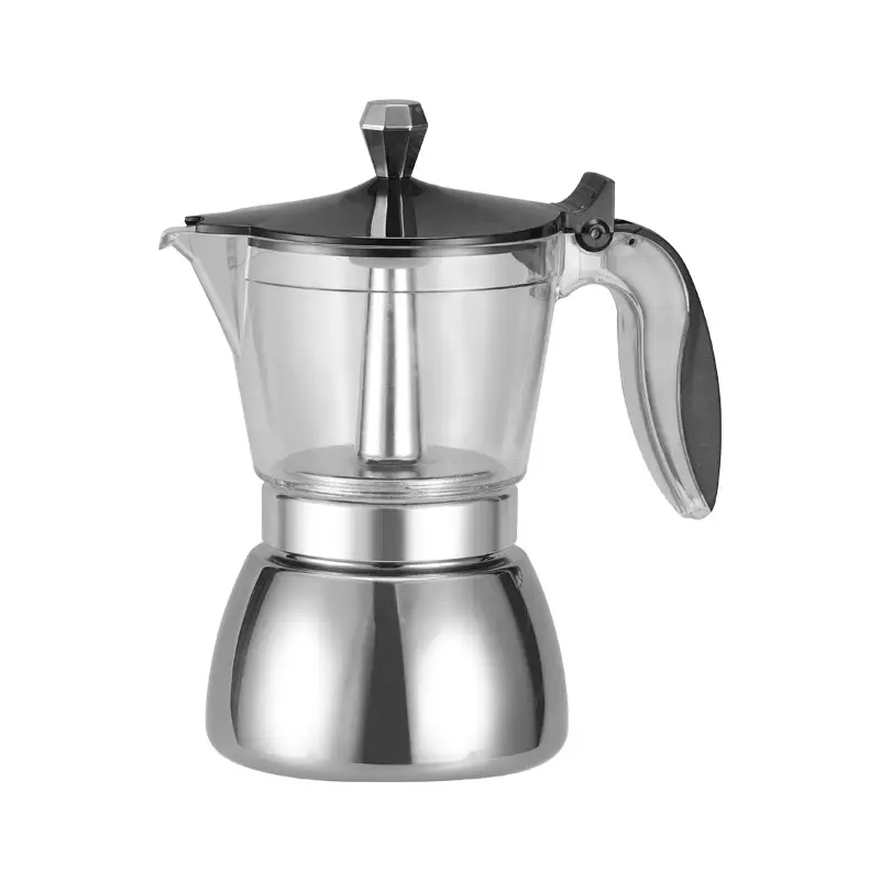 Moka Stove Induction Cooker Espresso Maker Transparent Top And Stainless Steel Moka Pot