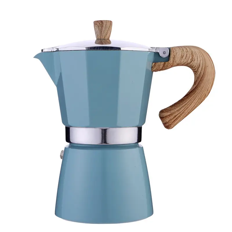 Italian-Style Moka Pot with Wooden Handle, ...
