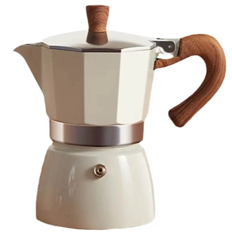 150ml Moka Pot Food Grade Aluminum Alloy Wooden Handle Moka Pot Home Espresso Coffee Machine