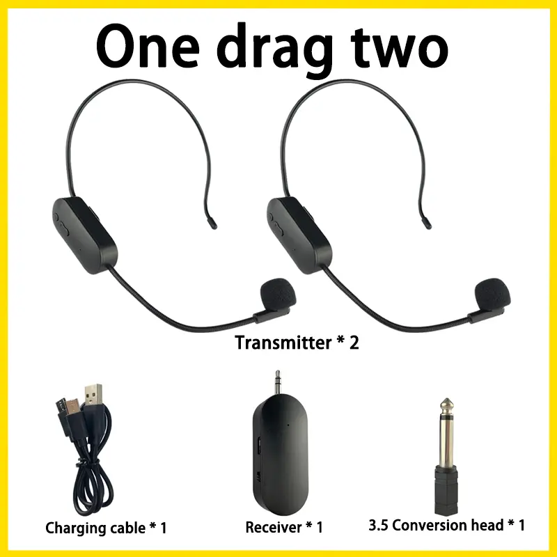 Head-mounted Wireless Microphone Set Transmitter With Receiver for Audio Stage Performance Teaching