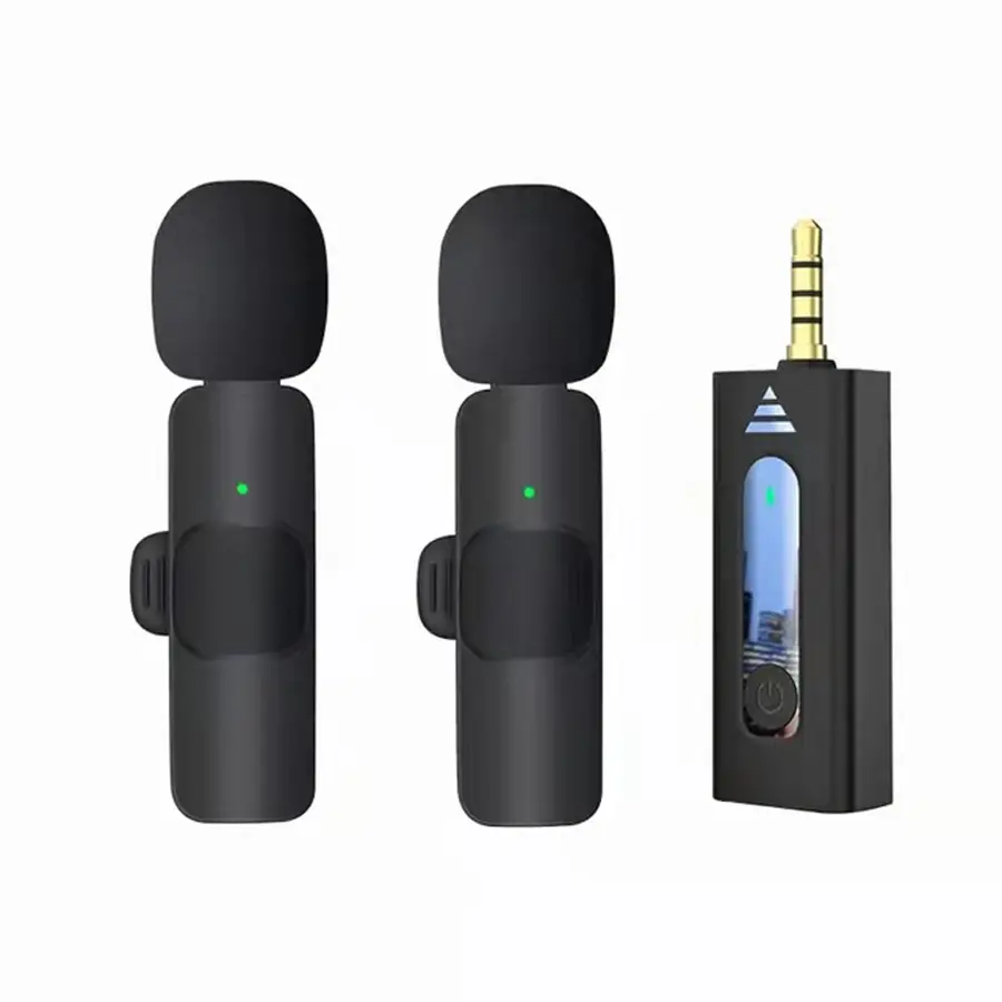 Professional Dual Bluetooth Lavalier Wireless Lapel Microphone Mic For iPhone Android Mobile Cell Phone PC Buttonhole Micro Tie
