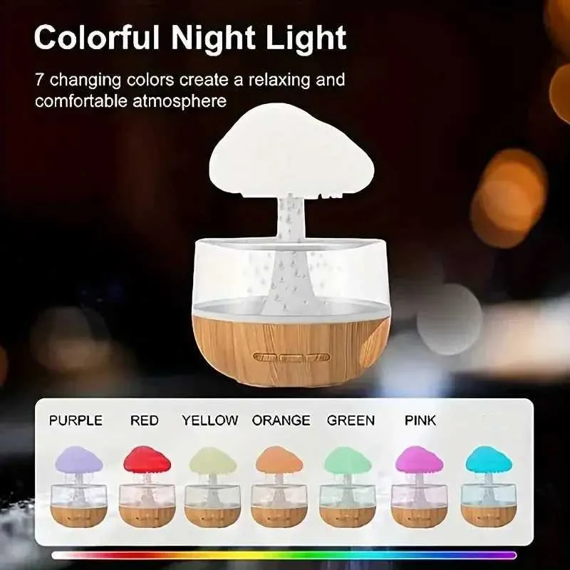 Mushroom Rain Air Humidifier Electric Aroma Diffuser Small Aromatherapy Machine Water Drop