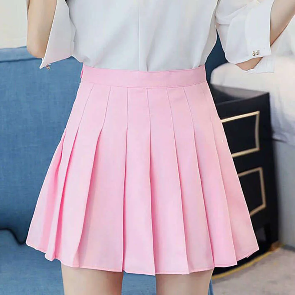 Solid Color A-Line Tennis Skirt High Waist Mini Pleated Summer Casual Fashion Skirt