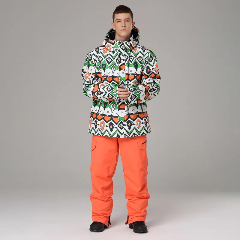 Men’s Ski Suit Windproof and Waterproof Jacket and Pants Set for Winter Sports