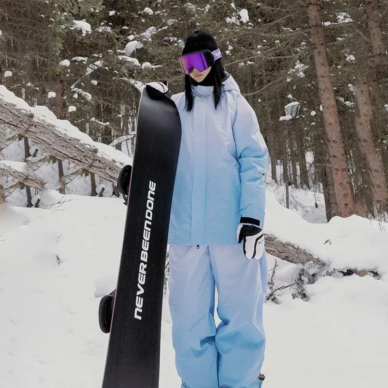 Gradient Design Women's Ski Pants Set Waterproof Windproof Loose Winter Skiing Outfit