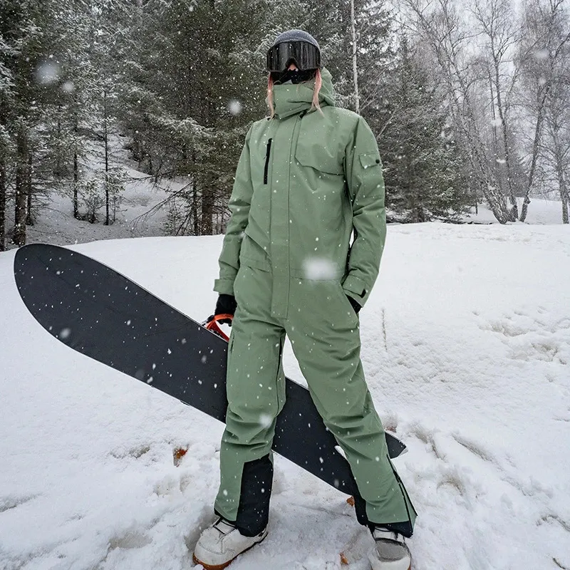 Outdoor Sport Warm Adding Overalls Snowboard Clothes Set Winter Ski Jumpsuit Windproof Man Women Snow Suit