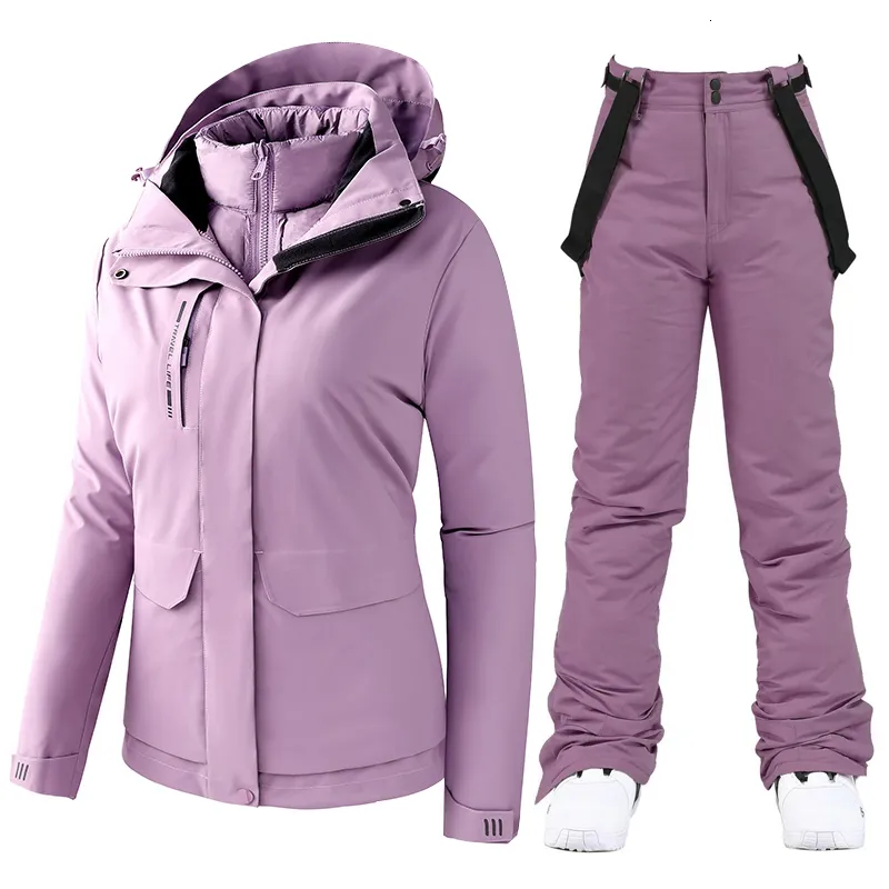 Women's Snowboarding Coat and Pants Thick Warm Ski Suit Waterproof and Windproof