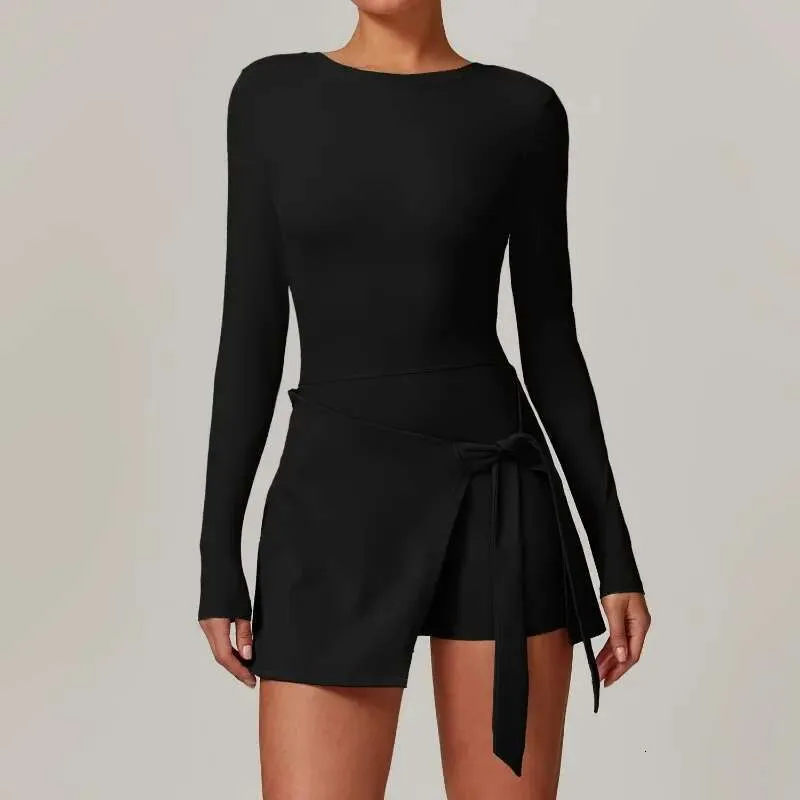 Long-Sleeve One-Piece Tennis Dress Breathable Anti-Slip Casual Sports Dress for Women