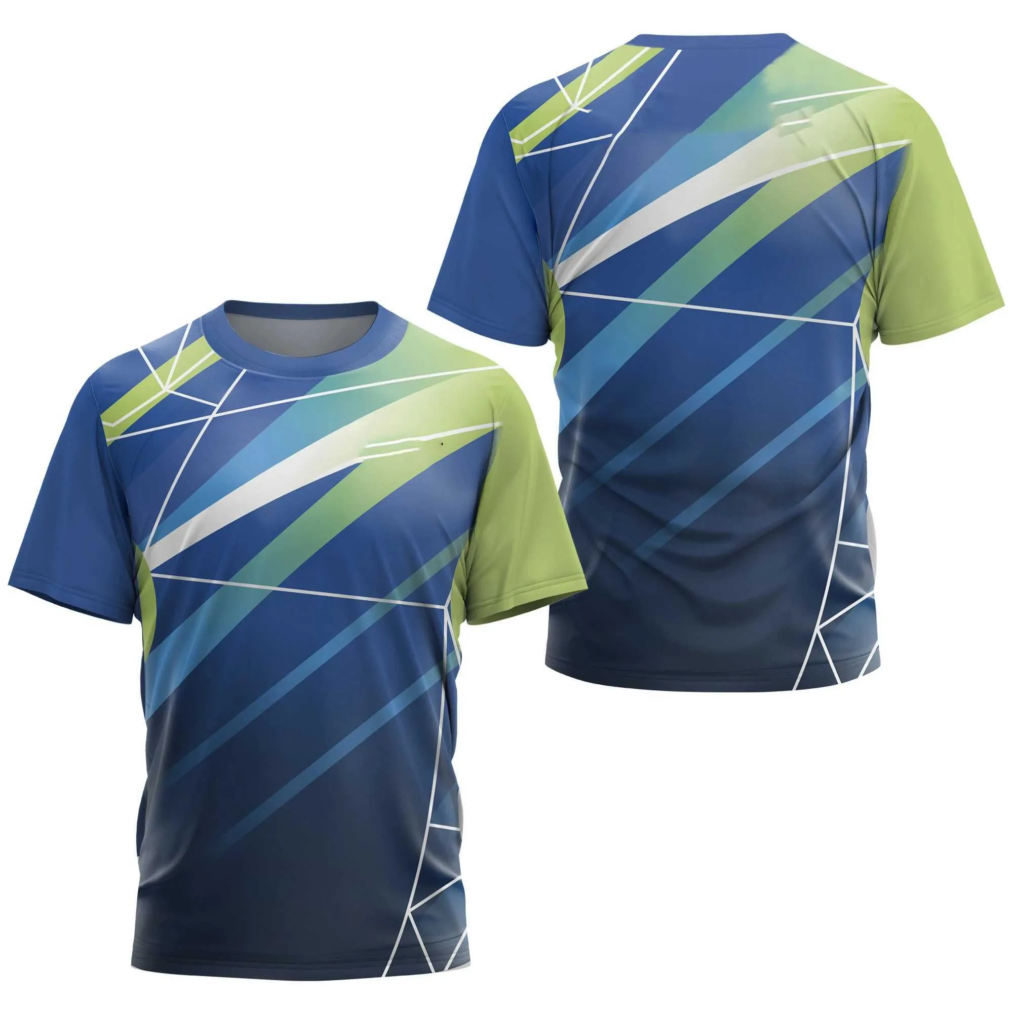 Gradient Stripe Print Men’s T-Shirt Fashionable Table Tennis Training Top for Summer Sports