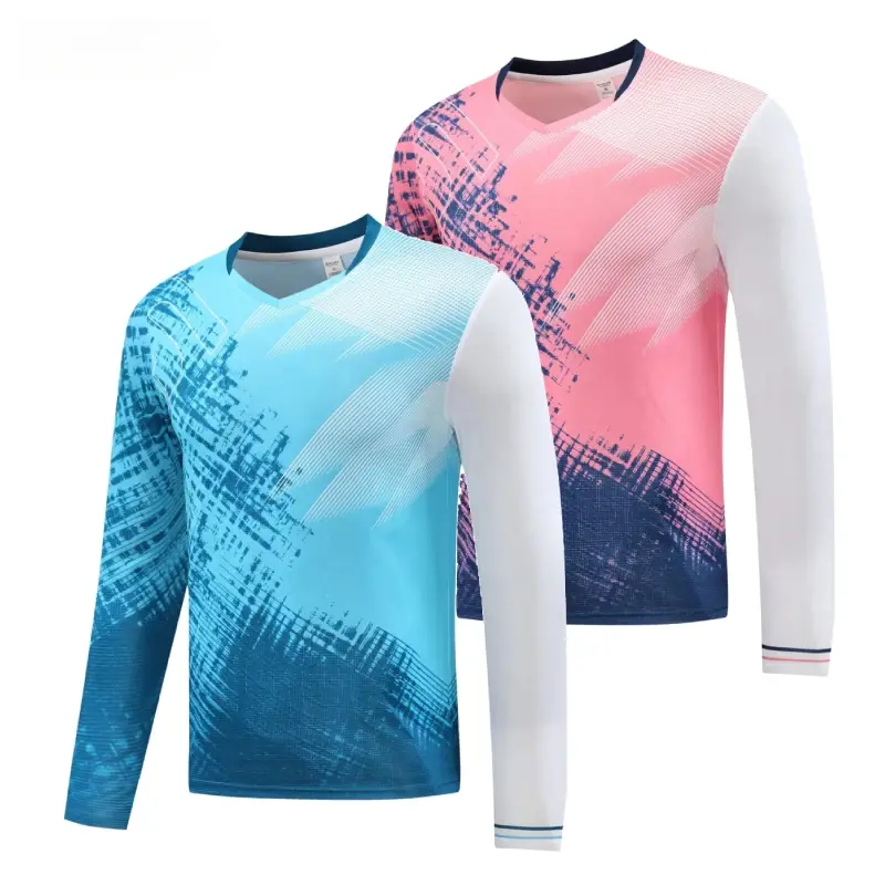 Long-Sleeve Table Tennis and Pickleball Shirt for Women and Men Couple Jerseys for Ping Pong