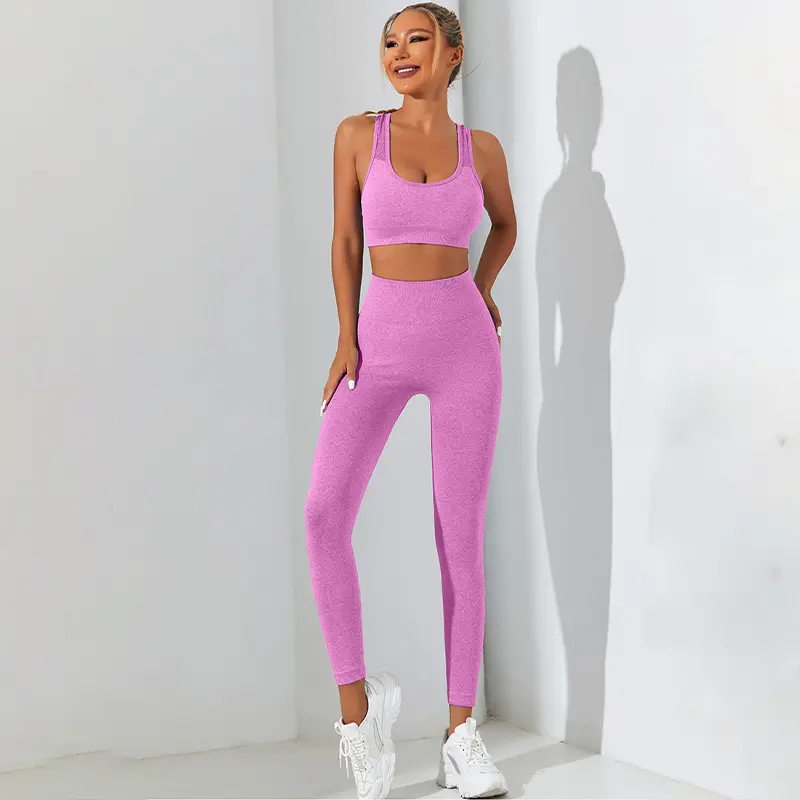 Two-Piece Yoga Set for Women Breathable Sports Bra and High Waist Leggings