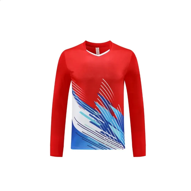 Long-Sleeved Unisex Table Tennis Shirt Features a V-Neck Design Ideal for Autumn Wear
