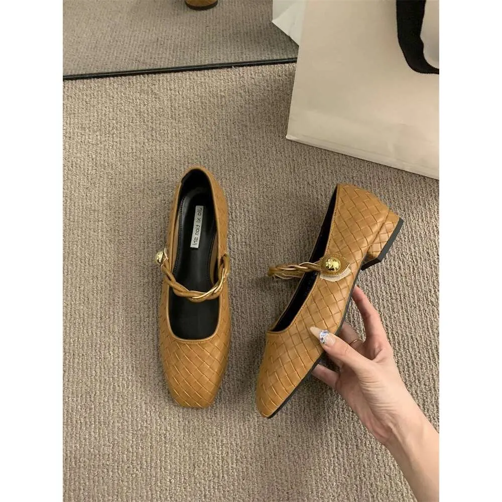 French Women's Mary Jane Shoes Spring Autumn New Square Toe Low Heel Niche Temperament Single Footwear