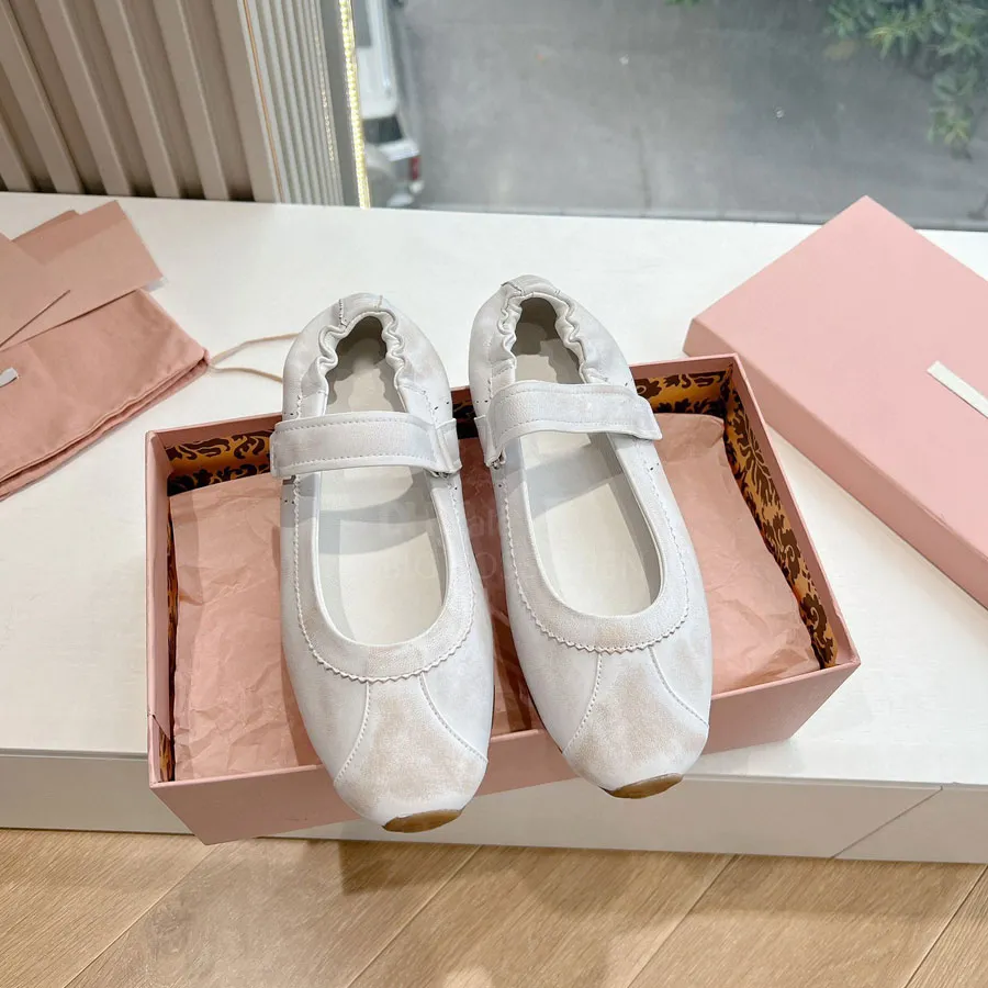 Round Toe Suede Mary Jane Ballet Flats Lace Up Loafers For Women